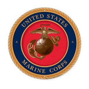 New "United States Marine Corps Seal" Embossed Aluminum Sign – 12" Round